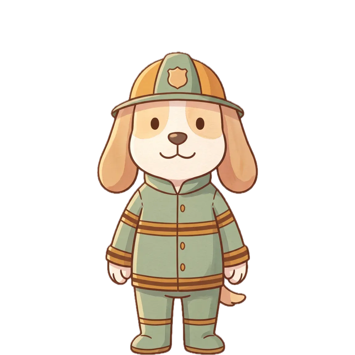 A pet in a firefighter outfit